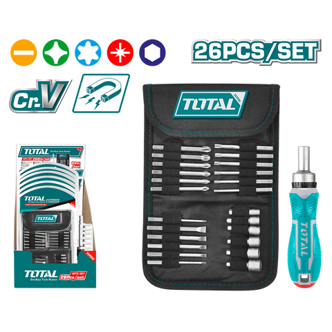 Set 26 pezzi giravite portainserti a cricchetto