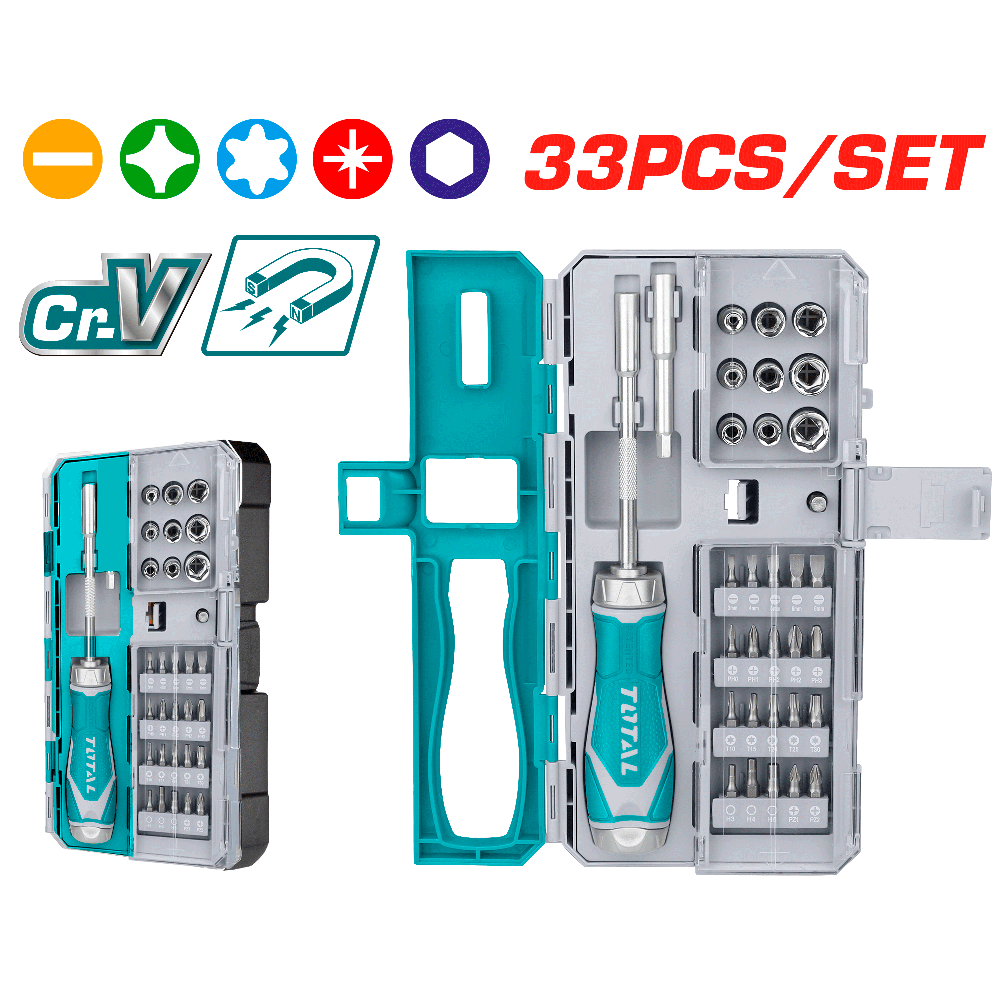 Set 33 pezzi giravite portainserti a cricchetto