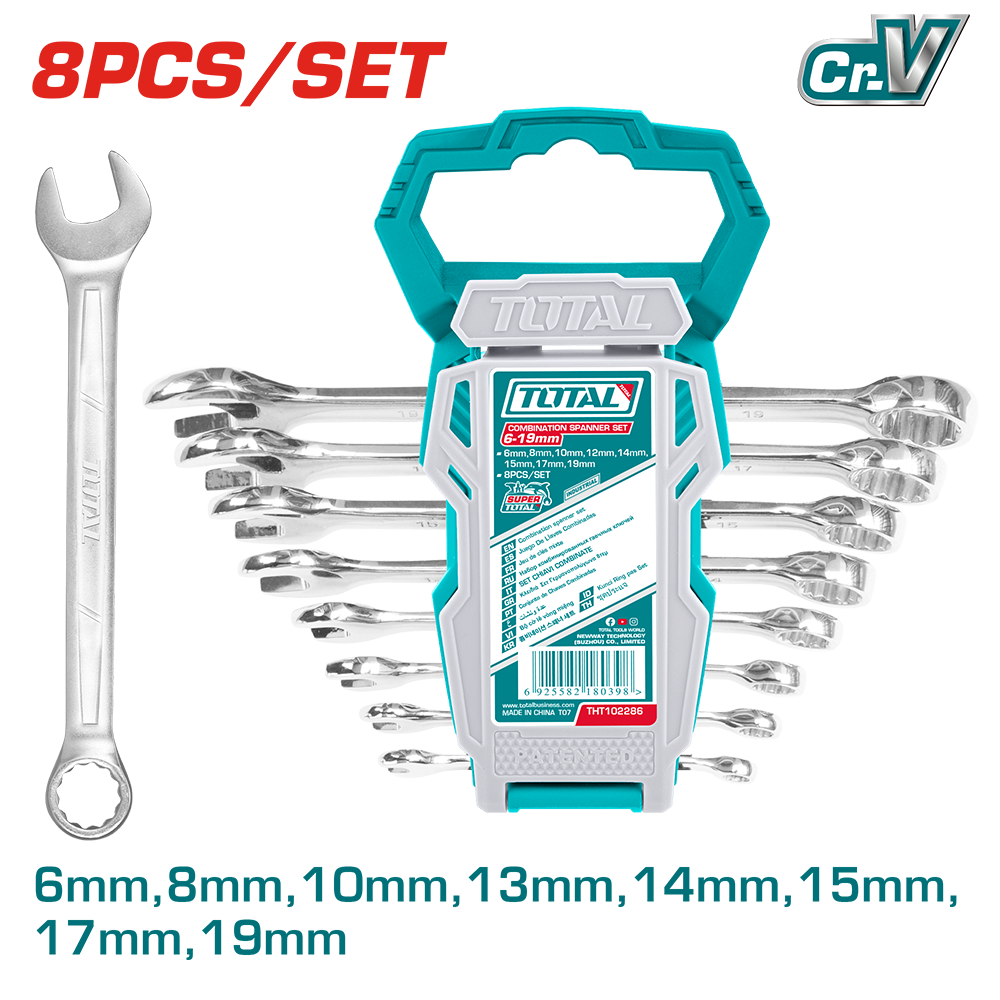 Set chiavi combinate con supporto, 8 pezzi
