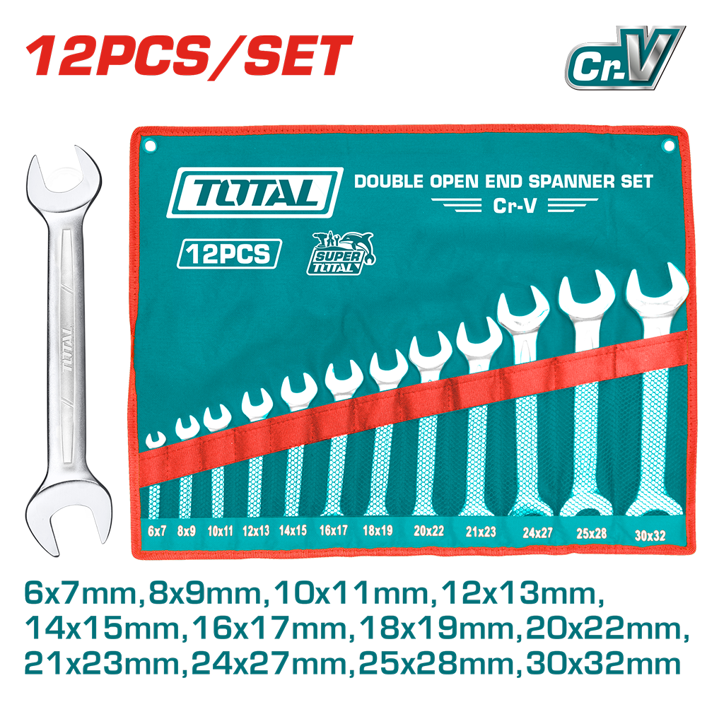 Set chiavi a forchetta doppie in busta, 12 pezzi