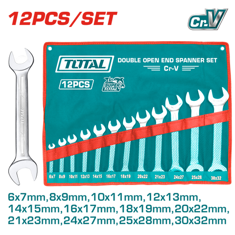 Set chiavi a forchetta doppie in busta, 12 pezzi