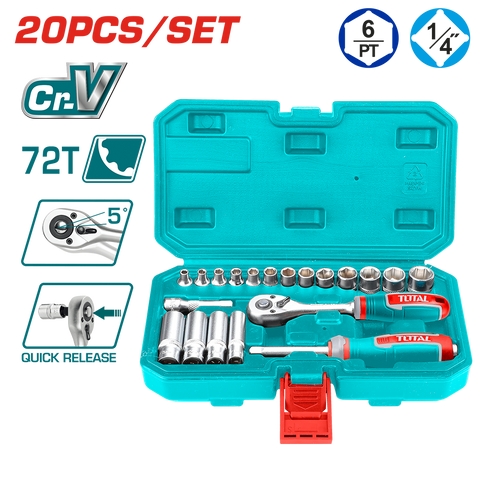 Set di chiavi a bussola 1/4” in valigetta, 20 pezzi