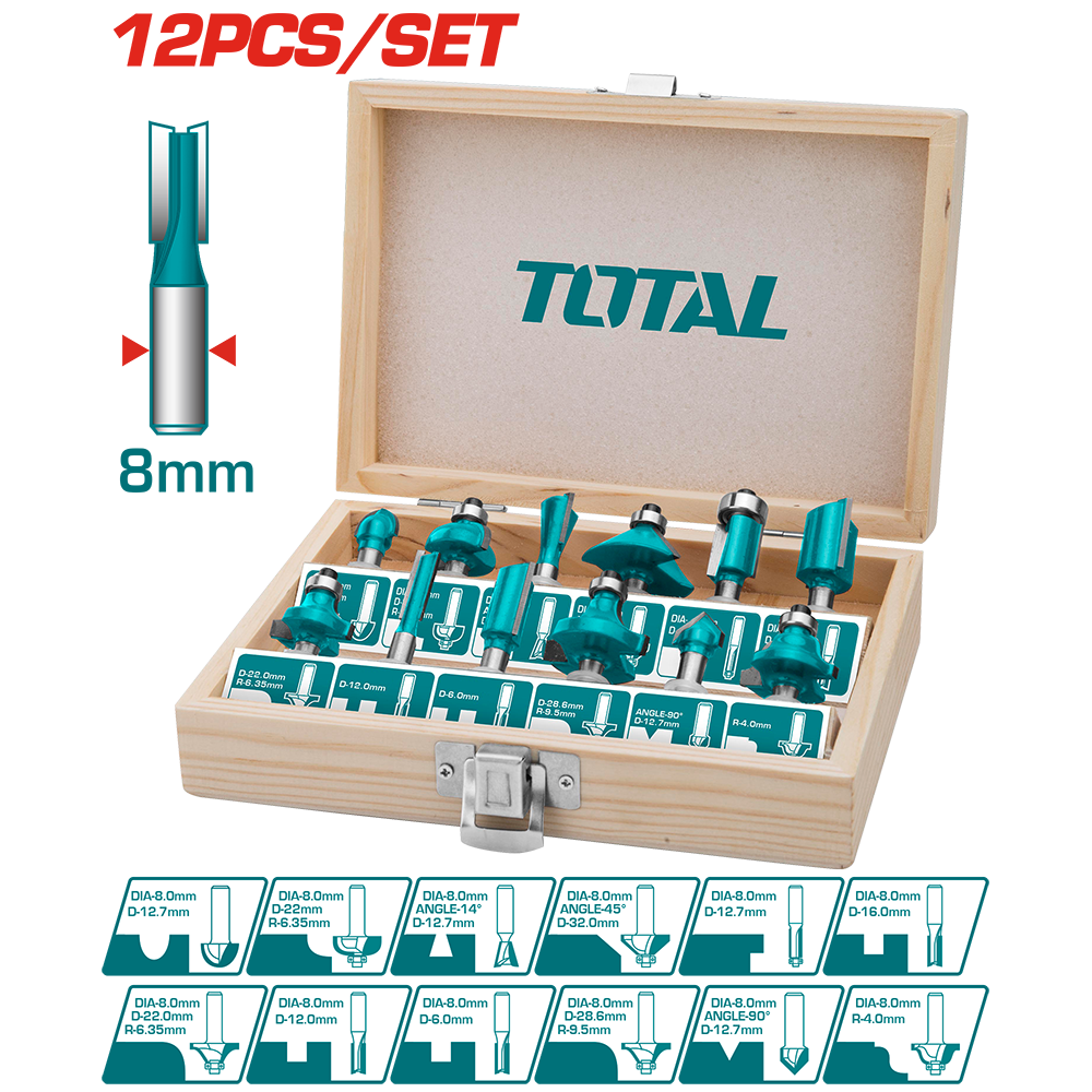 Set frese per legno gambo 8mm