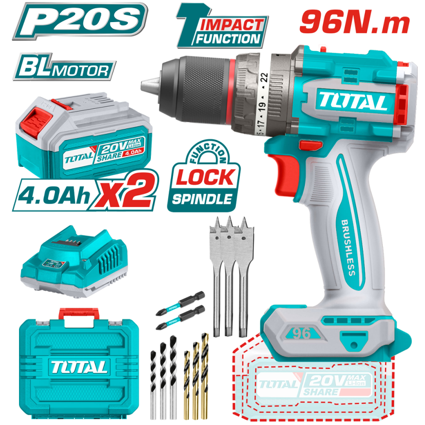 Trapano avvitatore a percussione 20v 96Nm