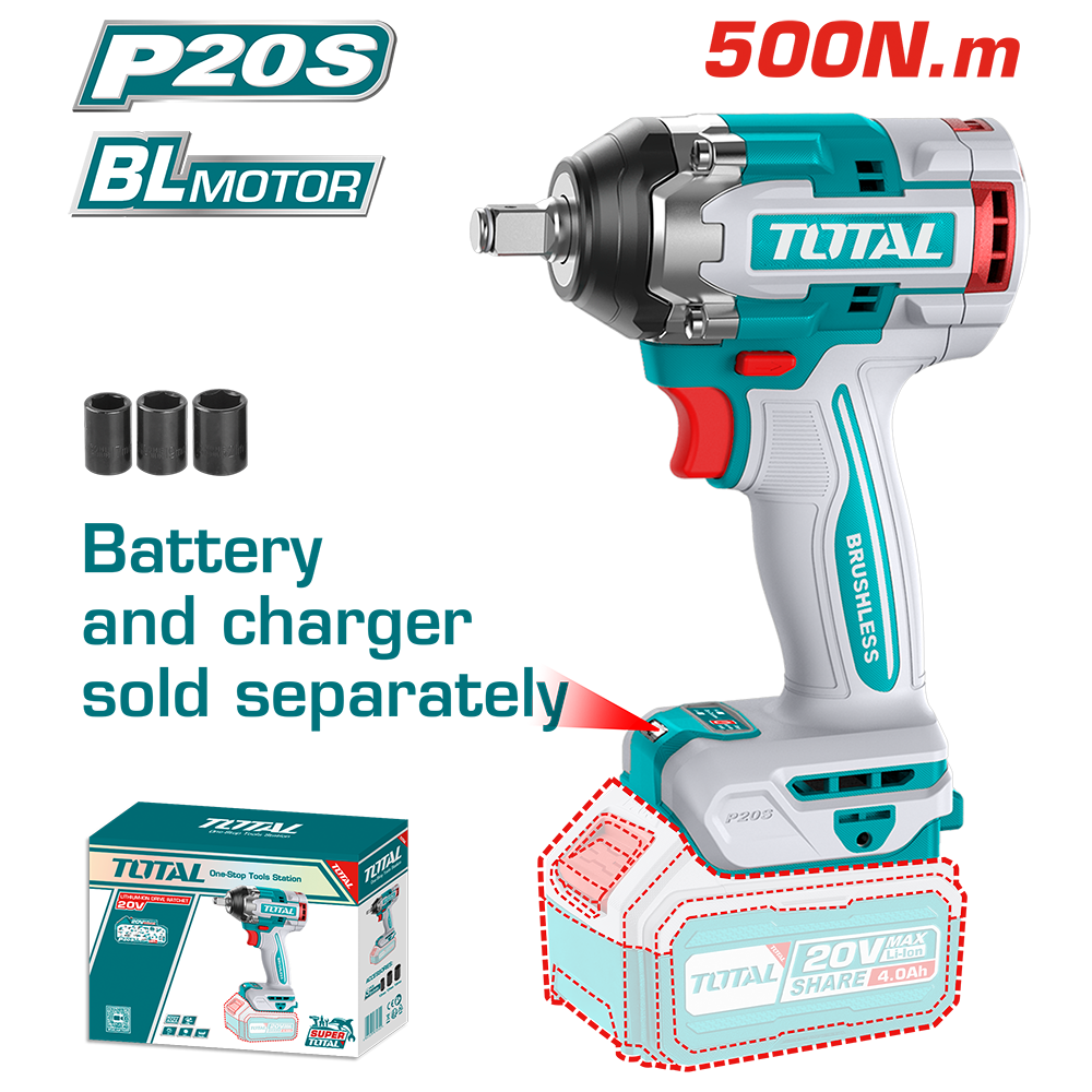 Avvitatore ad Impulsi 20V, 1/2", 500 Nm - Solo Corpo Macchina