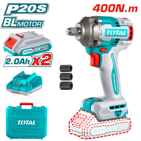 Avvitatore ad Impulsi 20V, 1/2", 400 Nm - Set Completo