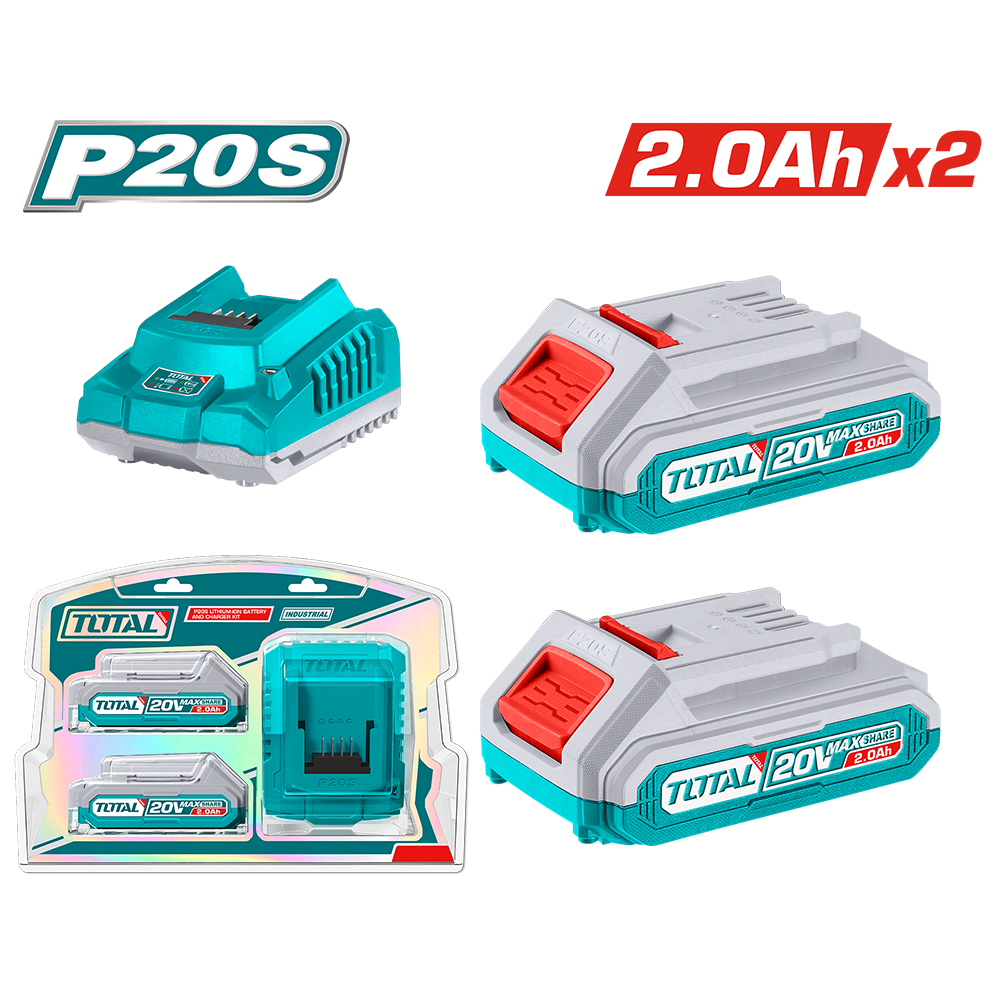 Starter Kit 2 Batterie 20V 2Ah + Caricabatterie 2A