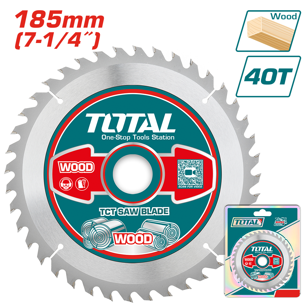 Disco Taglio Legno per Seghe Circolari - 185 mm, 40 Denti