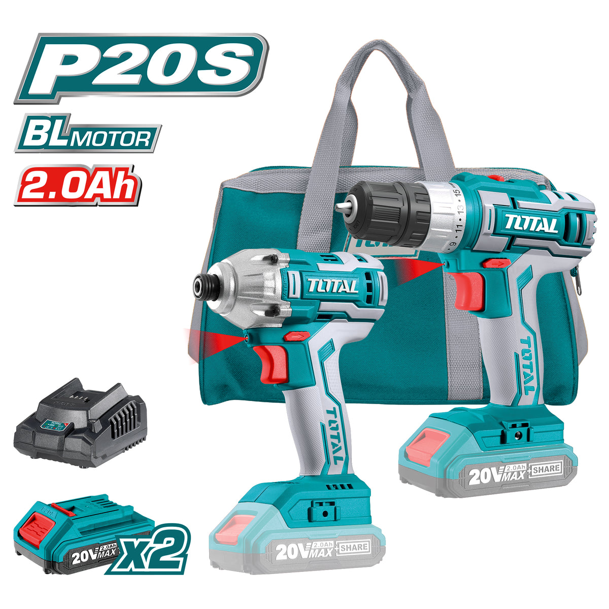 Set avvitatore e avvitatore a massa battente 1/4 da 20 V