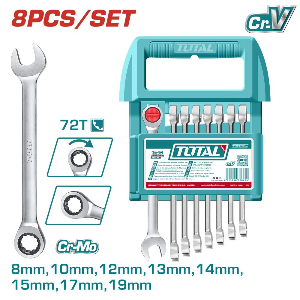 SET 8 CHIAVI COMBINATE A CRICCHETTO