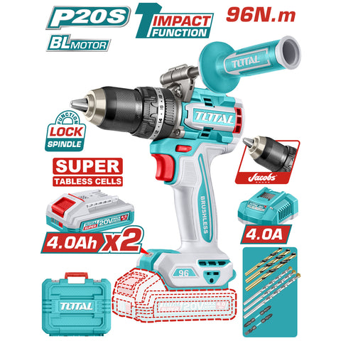 TRAPANO AVVITATORE A BATTERIA BL 20V - 2 BATTERIE 4Ah