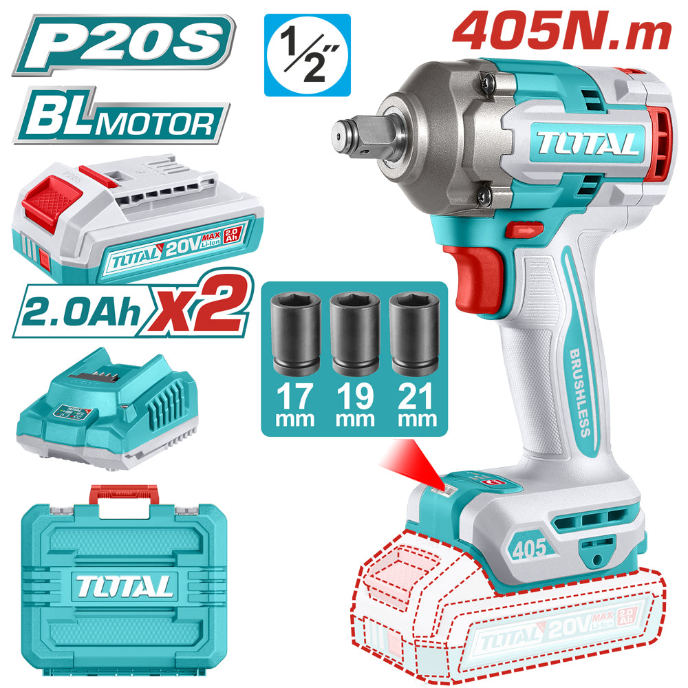 AVVITATORE IMPULSI 1/2" BL 20V - 2 BATTERIE 2Ah