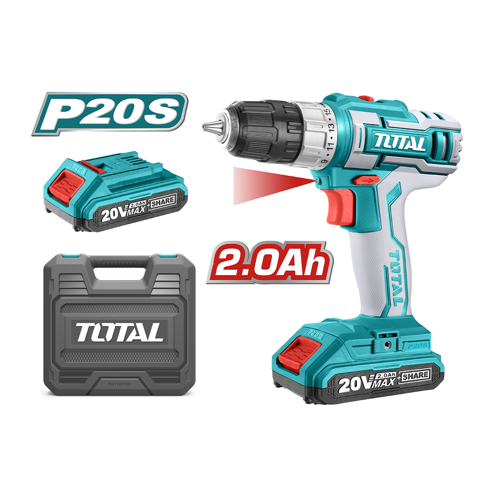 Trapano avvitatore 20V, 2 batterie, in valigetta. Super select.