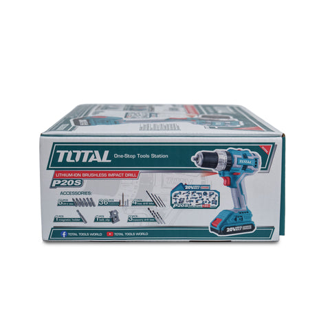 TRAPANO AVVITATORE 20 V CON PERCUSSIONE, MOTORE BRUSHLESS, 2 BATTERIE